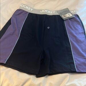 Jockey Athletic Black and Purple Shorts with Elastic Waistband